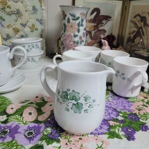 Corelle Coordinates Callaway Stoneware Creamer, featuring a green ivy pattern